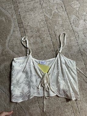 YLLW The Label Silk Tie Front Top